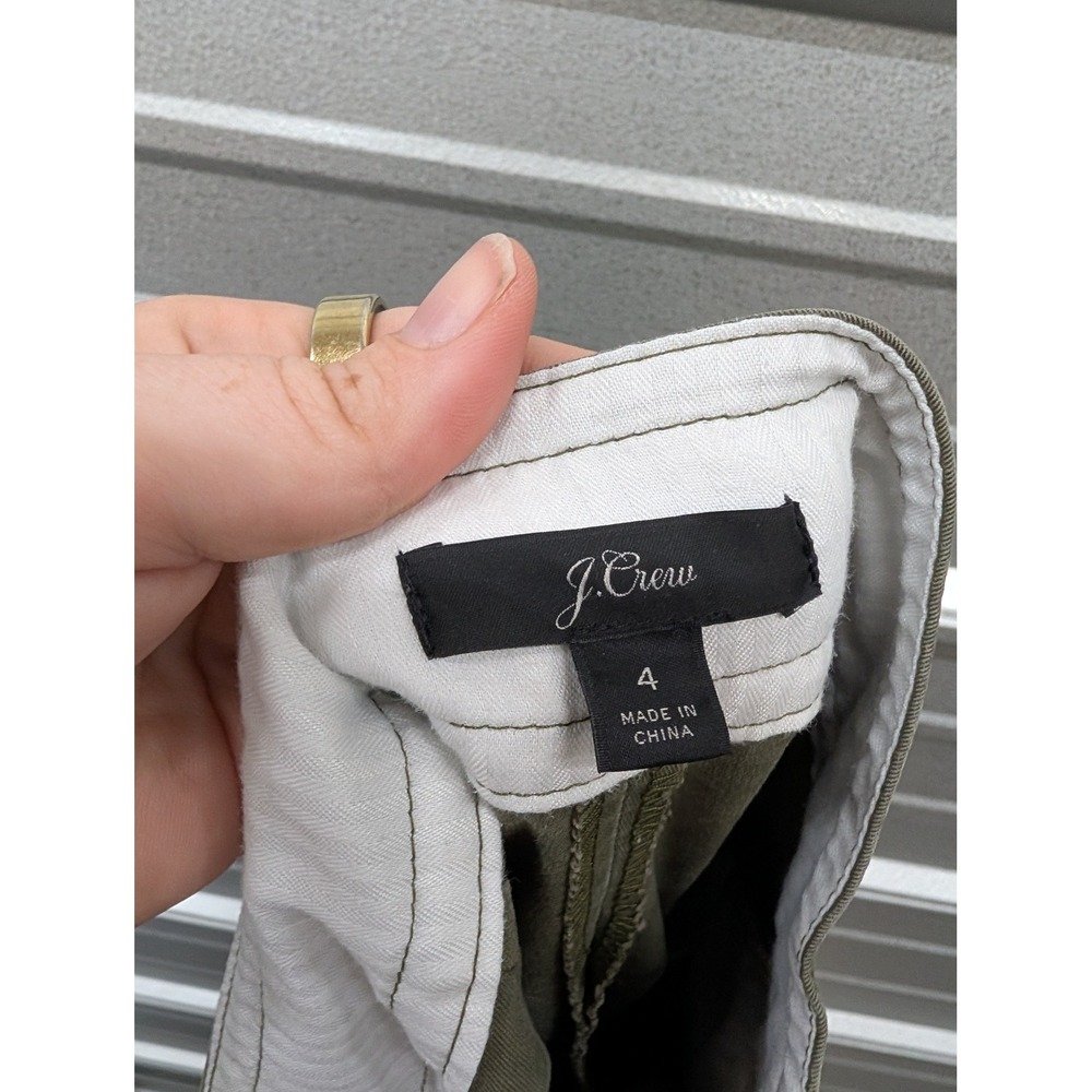 J.Crew Women's Olive Green Wide Leg Cropped Chino Pants High Rise Twill- Size 4 - Picture 4 of 7